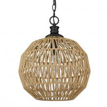  6933-M BLK-NR - Florence Medium Pendant in Matte Black with Natural Raphia Rope